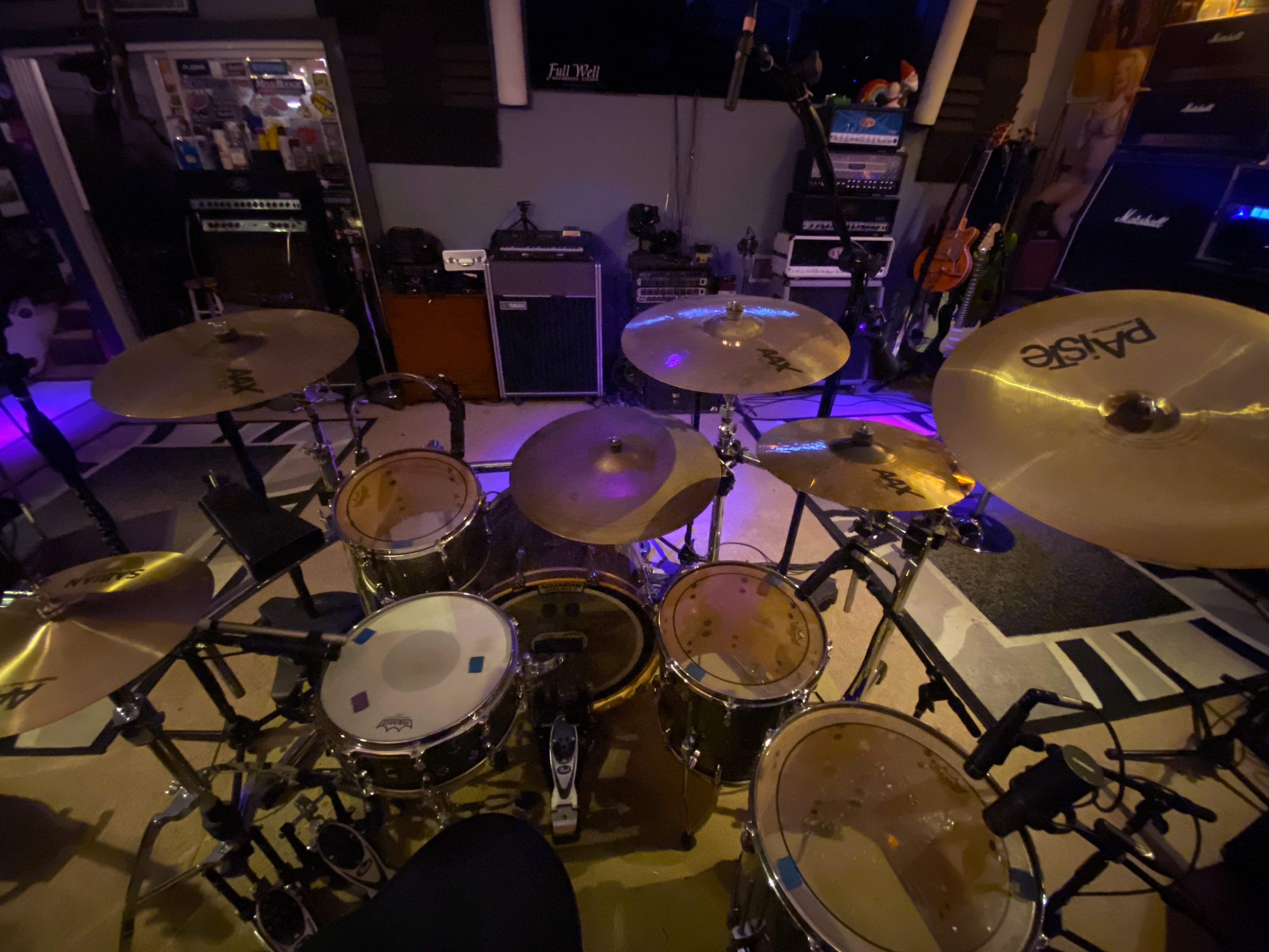 view from behind the drum kit